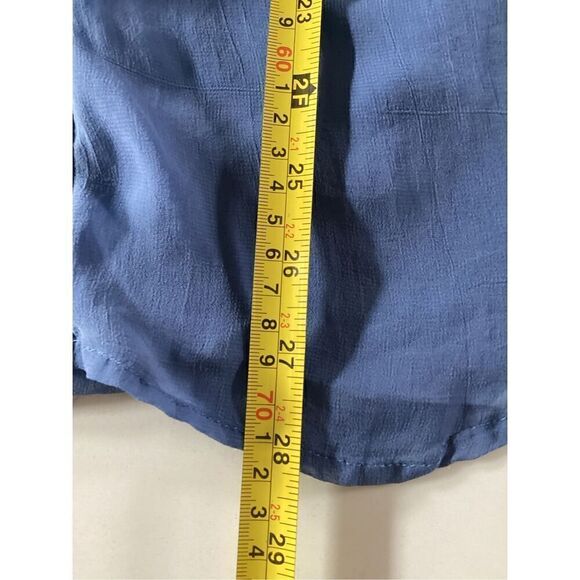 Sundance Mellow Days Silk Chiffon Blouse Top Sz XS Button Up V Neck Blue - Picture 9 of 9